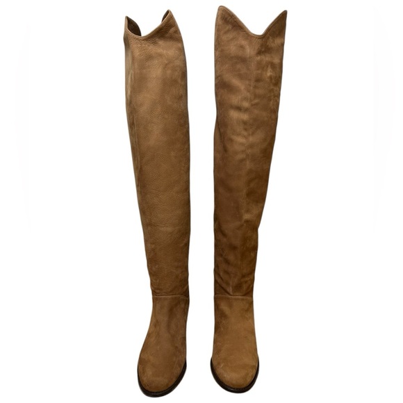 Stuart Weitzman - “Dunkirk” Over-The-Knee Suede Boots in Rice - Size 8.5, Brown - Picture 3 of 14
